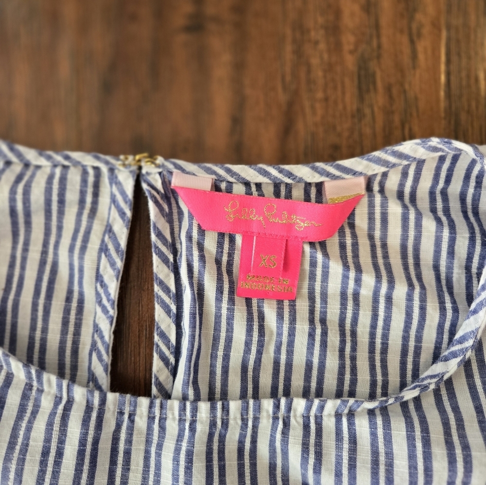 Lilly Pulitzer Ellis Peplum Striped Ruffle Sleeve Top - Picture 5 of 8